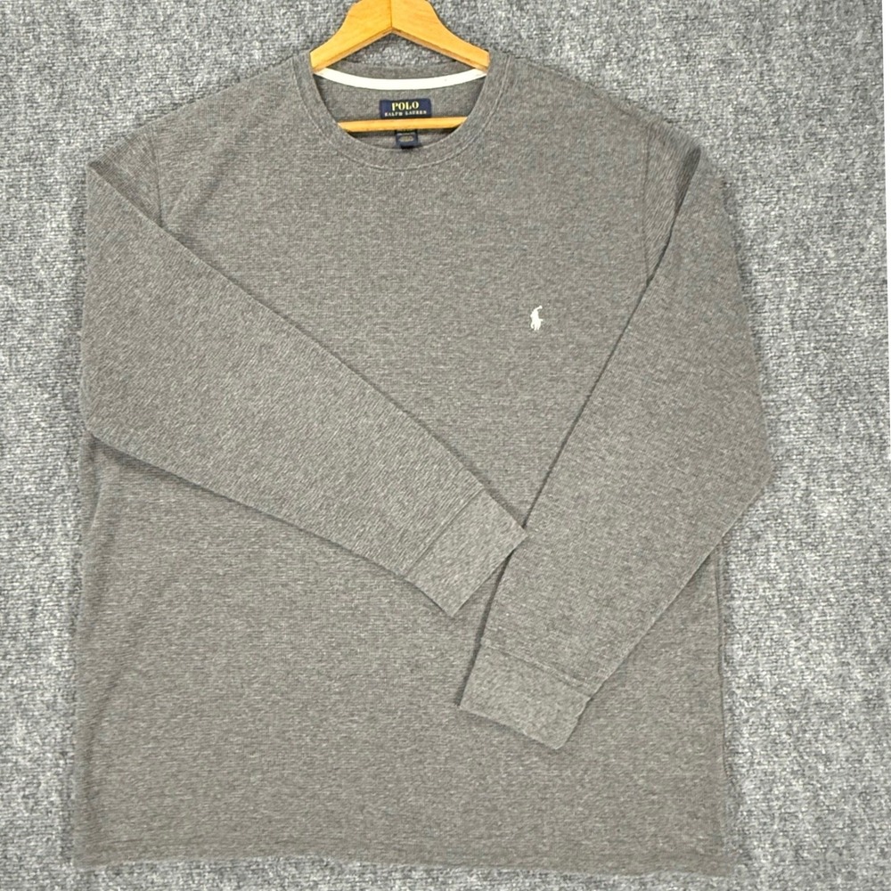 Polo Ralph Lauren Sleepwear Men's 3XL Gray Waffle Knit Thermal Long Sleeve Shirt
